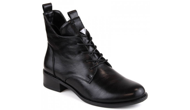 Insulated lace-up and zipper ankle boots M.Daszyński W SAN18, black (38)