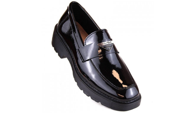 Filippo W PAW463 black patent leather slip-on shoes (37)