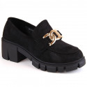 Vinceza W JAN250 suede high-heeled moccasin shoes, black (40)