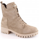 Insulated suede ankle boots with high heel and platform M.Daszyński W SAN22, beige (37)