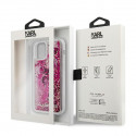 Karl Lagerfeld KLHCP12SROPI Liquid Glitter Charms ümbris Apple iPhone 12 Mini Roosa