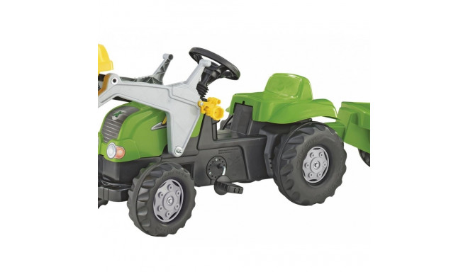 Pedaalidega traktor Rollykid X kopa ja järelkäruga, roheline