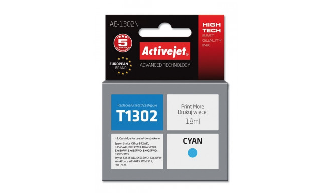 Activejet AE-1302N Ink (replacement for Epson T1302; Supreme; 18 ml; cyan)