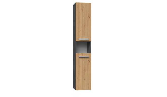 Topeshop NEL I ANT/ART bathroom storage cabinet Graphite, Oak