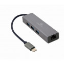 Gembird USB hub USB-C - RJ45/3xUSB (A-CMU3-LAN-01)