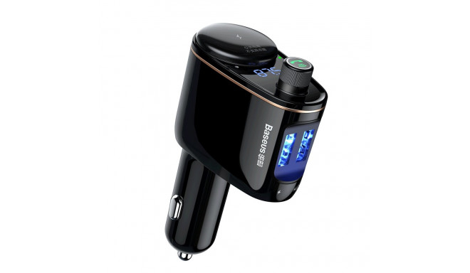 Bluetooth FM Modulator Car Charger 2xUSB 3.4A with Cigarette Lighter Port, Black