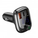 Bluetooth FM Modulator Car Quick Charger 12-24V 2xUSB + USB-C, Black