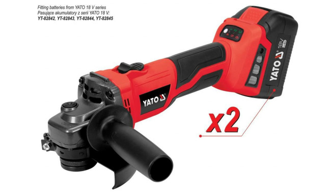 YT.ANGLE GRINDER 18V 125mm reguleeritav 2x4.0Ah