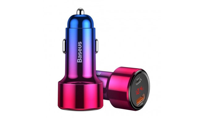 BASEUS car charger USB A + Type C with digital display PD3.0 QC4.0 3A 45W CCMLC20C-09 red