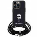 Karl Lagerfeld case for iPhone 15 Pro 6,1" KLHCP15LSASKNPSK black HC Saffiano Ikonik Metal Pin Monog