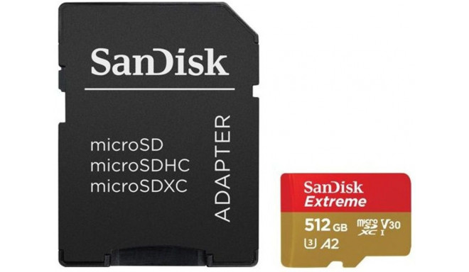 Sandisk memory card microSDXC 512GB Extreme + adapter