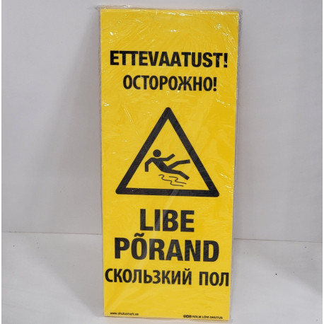 Ohutus - silt hoiatav põrandamärk `Ettevaatust! Libe Põrand` A-suurus 200x500mm, erinevad keeled EST