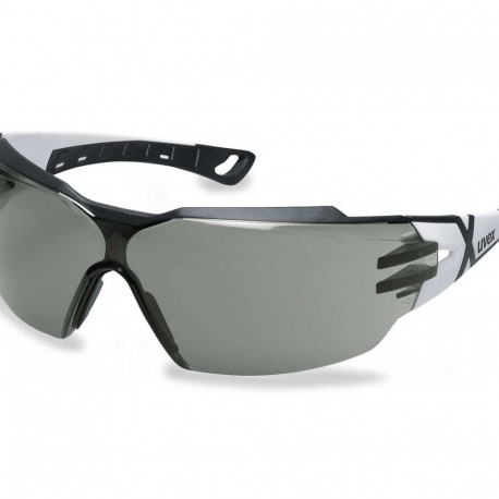 Safety glasses Uvex Pheos CX2 with gray panoramic lens.