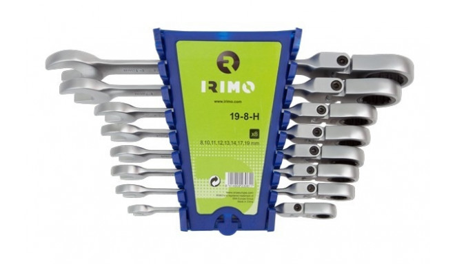 Flex head ratcheting combination wrench set 8 pcs 8-19mm Irimo