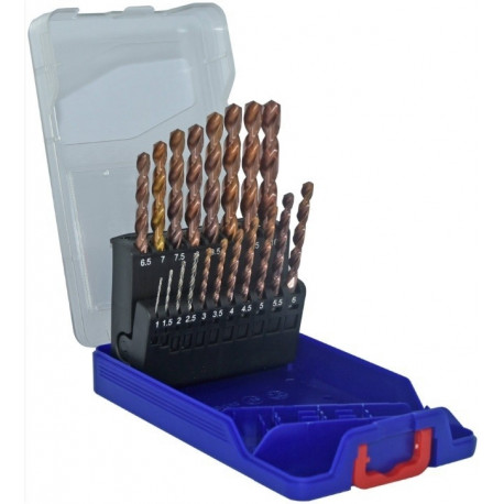 Metal drills set 1-10mm, 19pcs, E FURIUS HSS, fully ground. FUSIO coated