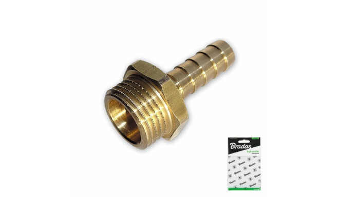 Straight connector for 9mm hose, 1/2" male, BRASS