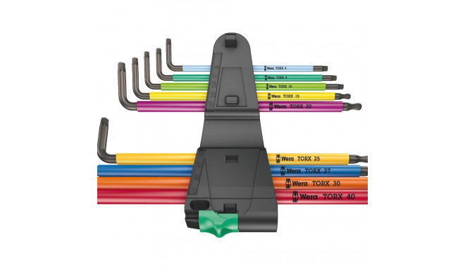 Wera TORX® L-võtmete kmpl T8-T40 9 osa, Multicolour, BlackLaser, kuulpea 967/9 TX XL