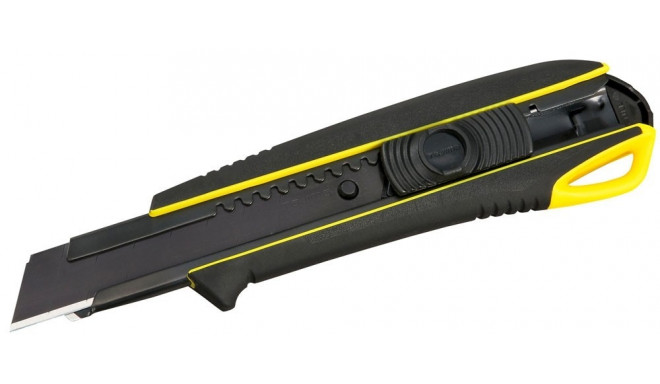 Cutter with elastomer-grip 18mm, "Driver" tip, in-handle blade storage and automatic blade lock