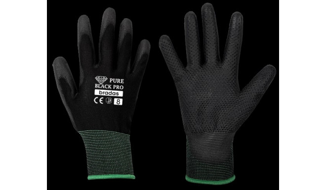 Gloves PURE BLACK PRO PU, size 9