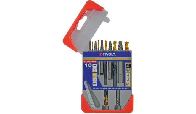 Stud extractor set 10pcs, M3-M18 + drills