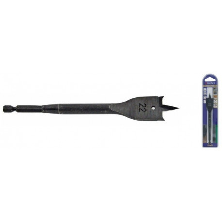 Flat wood drill 35 mm, reinforced body, 1/4 hex shank