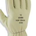 Gloves Uvex Top Grade 8400, leather, wrinkled cuff, size 10