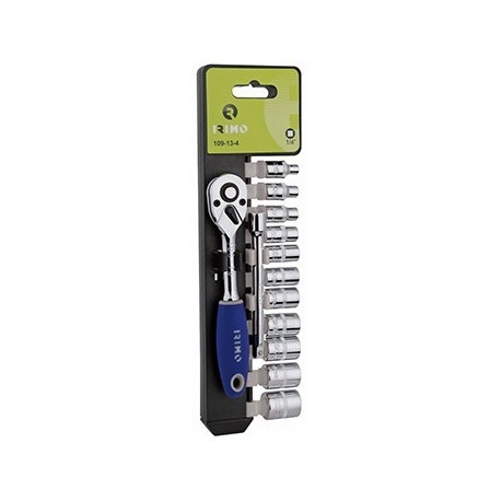 Ratchet with sockets 4-14mm + extension 1/4" 12 pcs Irimo