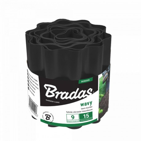 Lawn wavy board 9m x 15cm, black