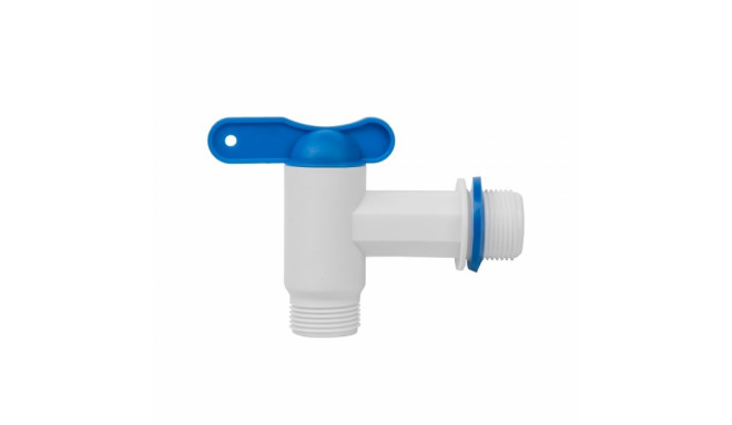 PP-kraan 3/4 "väliskeerme sisendiga, 3/4" väliskeermega väljundiga – valge