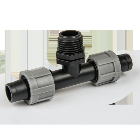 Drip tape tee connector, male thread 1/2"