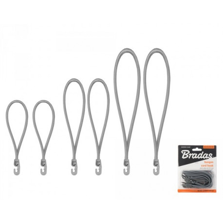 Guminių komplektas su kabliu BUNGEE CORD HOOK, 18cm / 25cm / 40cm