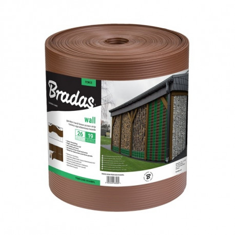 Garden fence screen strip SOLID 19cm x 26m, 1200g/m², brown