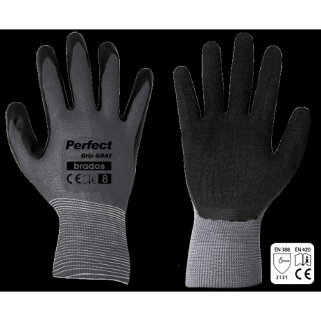 Gloves PERFECT GRIP GRAY latex, size 9