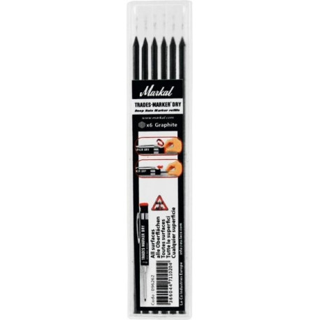 Spare refills for the Trades-Marker® Dry marking pen. Pack of 6.