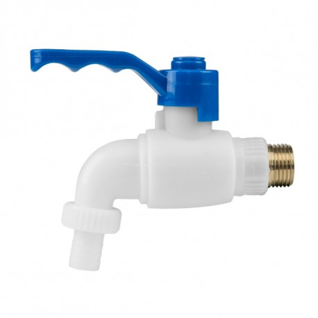 Plastikust kraan, terasest sisend 1/2 ", vooliku väljund 1/2"