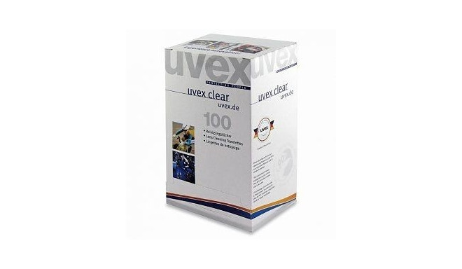 Салфетки для чистки очковых линз Uvex, 100 шт, в индивидуальной упаковке.