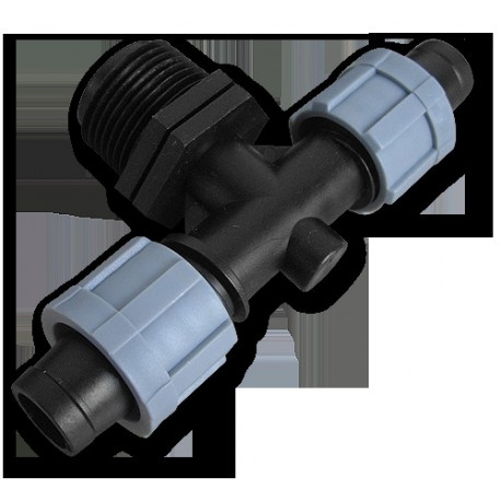 Tee, 2 x tape, 3/4" male thread