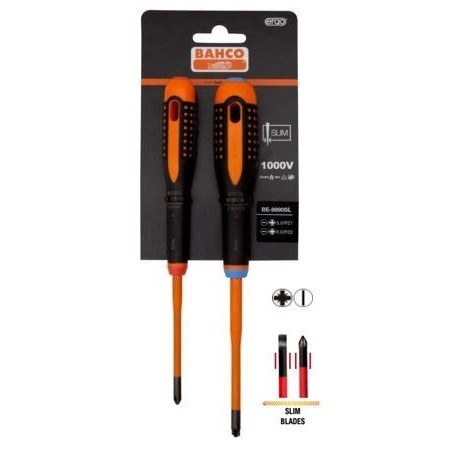 Insulated screwdriver set ERGO™ Combi slim 2 pcs - SL5/PZ1  SL6/PZ2 - 1000V VDE