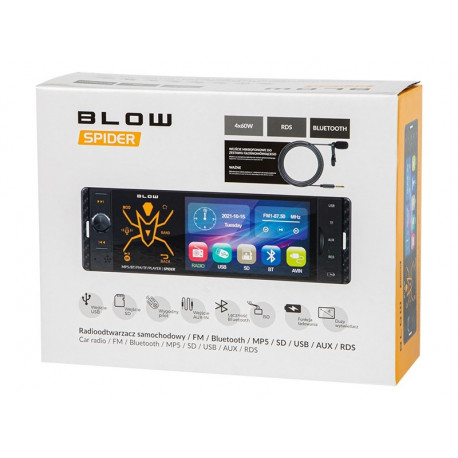BLOW raadio SPIDER 4" RDS RGB MP5/USB/micro SD/BLUETOOTH
