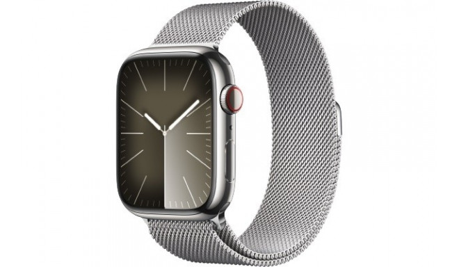 Watch Series 9 GPS + Cellular 45mm Silver Stainless Steel Case with Silver Milanese Loop