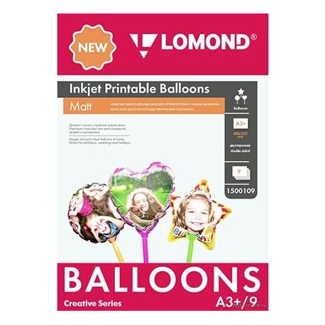 Lomond Inkjet Printable Baloons A3+, 9 sheets (Ball/Heart/Star) double sided