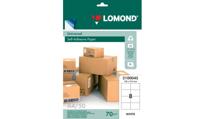 Lomond Self-Adhesive Paper Universal Labels, 8/105x74,3, A4, 50 sheets, White