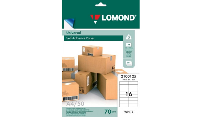 Lomond Self-Adhesive Paper Universal Labels, 16/105x37, A4, 50 sheets, White