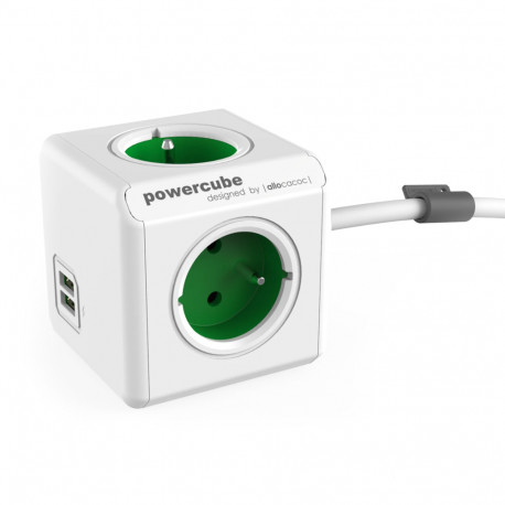 Allocacoc PowerCube Extended USB Groen 1,5m Kabel (FR)