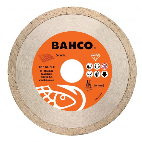 Bahco diamond cutting disc – sintered 7mm segments, 125x2.0x22.23mm, reinforced steel center, for ce