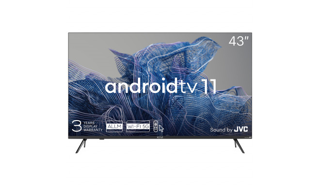 43', UHD, Android TV 11, Black, 3840x2160, 60 Hz, Sound by JVC, 2x12W, 53 kWh/1000h , BT5.1, HDMI po