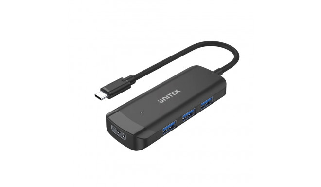 Unitek H1110B active hub USB-C, 3 X USB-A 3.1, HDMI 4K30HZ