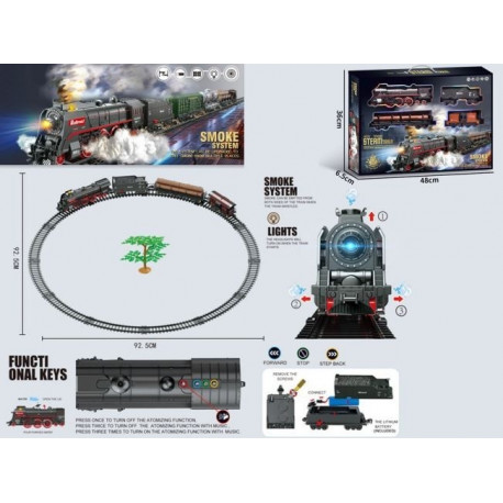 Set with train 48 pcs. smoke, light, sound