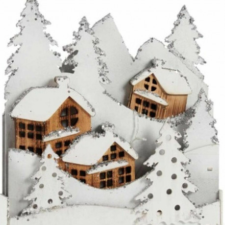 Decorative Figure Krist+ YF19-108 YF19-108 White Brown Town 44 x 48 x 7,5 cm Light (4 Units)