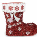 Decorative Figure Boot Tinsel White Red polypropylene PET 26 x 27 x 14 cm (8 Units)